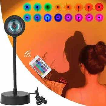 16 цветов закат лампа для проектора Радужная атмосфера светодиодный светильник закат настольная лампа новинка домашний свет фоновое украшение TypeC 4 Color Table Lamp чёрный