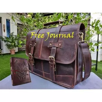 16-дюймовая кожаная сумка-мессенджер, кожаная сумка для ноутбука, сумка через плечо, сумка для ноутбука через плечо, сумка-мессенджер, подарок на женский день 12 x 16 x 5 in коричневый