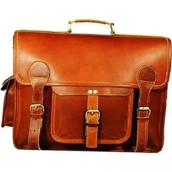 16-дюймовая мужская кожаная сумка для ноутбука и офиса, сумка через плечо ручной работы, коричневая сумка 16 x 12 x 5 in коричневый