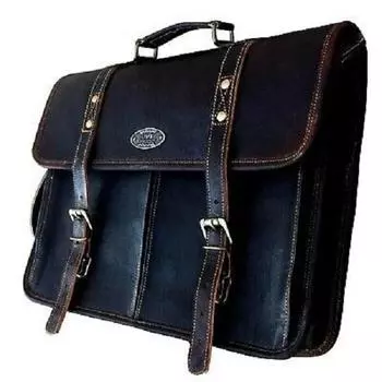 16-дюймовая мужская натуральная винтажная темно-коричневая кожаная сумка-мессенджер для ноутбука 12X16X5 темно-коричневого