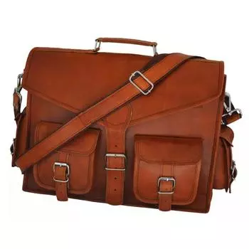 16-дюймовая сумка-мессенджер из козьей кожи ручной работы для мужчин, коричневая деловая сумка 12 x 16 x 5 in коричневый