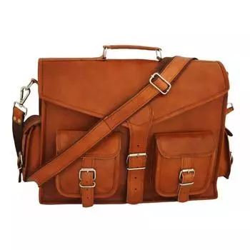 16-дюймовая сумка-мессенджер из козьей кожи ручной работы для мужчин, коричневая деловая сумка 12 x 16 x 5 in коричневый