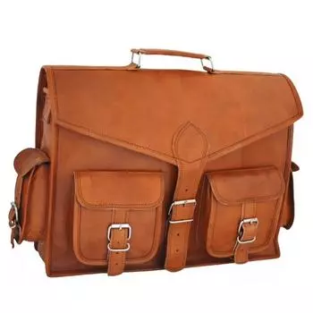 16-дюймовая сумка-мессенджер из козьей кожи ручной работы для мужчин, коричневая деловая сумка 16 x 12 x 5 in коричневый