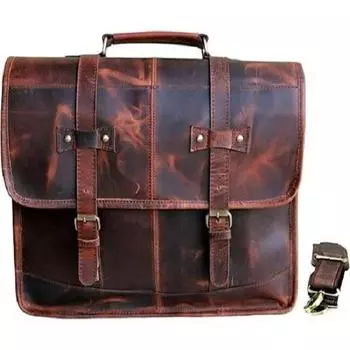 16-дюймовая сумка-мессенджер из кожи буйвола, чехол для ноутбука, офисный портфель, подарок для мужчин, компьютерная состаренная сумка через плечо 16 inch коричневый