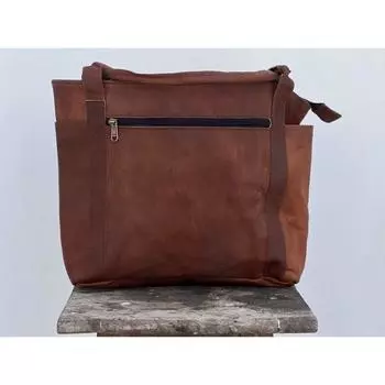 16-дюймовая винтажная большая дорожная сумка через плечо из козьей кожи, сумка-портмоне 16 x 12 x 4 in