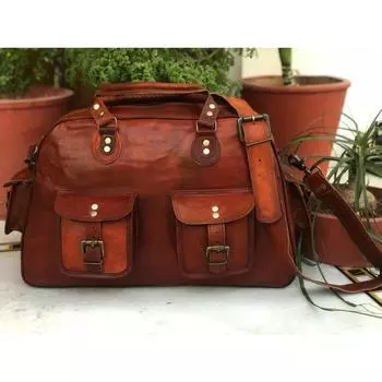 16-дюймовая женская дорожная кожаная сумка для путешествий в воздушной кабине, винтажная ночная сумка выходного дня