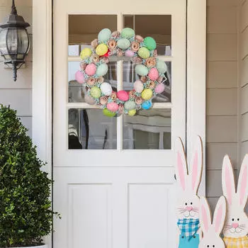 16-дюймовое красочное пасхальное яйцо, венок, украшение, искусственные цветы, праздничные атрибуты для прихожей,