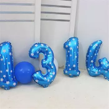 16-дюймовые воздушные шары из фольги с цифрами, украшения для дня рождения, воздушный шар с цифрами, юбилейная фигурка, воздушный шар для детского душа 0 синий