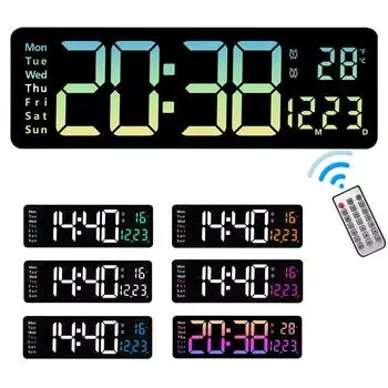 16-дюймовый большой экран функциональный дисплей часы скандинавские цифровые часы простые настенные часы для гостиной настенные часы 16in