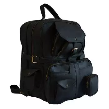 16-дюймовый черный рюкзак из натуральной кожи для козьего рюкзака, винтажный рюкзак для ноутбука 16 x 11 x 11 in чёрный