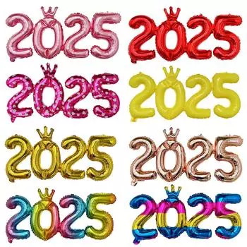 16-дюймовый цифровой алюминиевый пленочный воздушный шар с надписью «С Новым годом 2025», баннер с воздушными шарами в канун Нового года, набор для украшения вечеринки 01