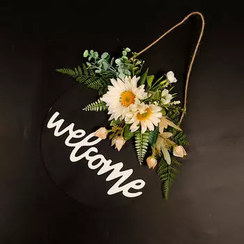 16-дюймовый круглый приветственный знак, искусственные зеленые листья, крыльцо, передняя дверь, домашний ресторан, вечеринка, фестиваль