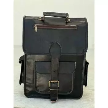 16-дюймовый мужской рюкзак из натуральной кожи, сумка-портфель для ноутбука, черный винтажный цвет 12 x 16 in чёрный