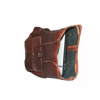 16-дюймовый мужской рюкзак из натуральной кожи, винтажная сумка для ноутбука, рождественский рюкзак 16 x 8 x 9 in коричневый