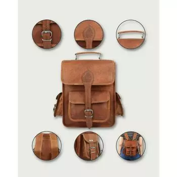 16-дюймовый новый кожаный рюкзак большого размера, винтажный рюкзак для ноутбука, подлинный 16 X 12 X 5 коричневый