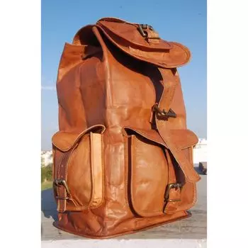 16-дюймовый новый кожаный винтажный рюкзак для ноутбука ручной работы, рюкзак, сумка-мессенджер 16X9X7 коричневый
