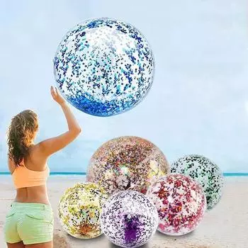 16-дюймовый пляжный мяч с блестками на Хэллоуин, гигантские игрушки для бассейна, шарики, блестящие надувные прозрачные пляжные мячи, бассейн, водные пляжные игрушки