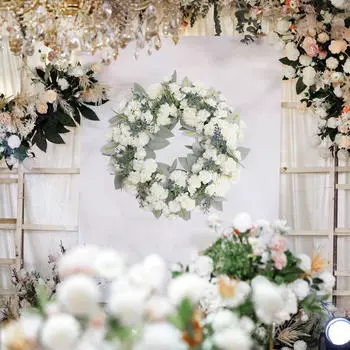 16-дюймовый венок из искусственных цветов Весенне-летний фестиваль на День святого Валентина розовый