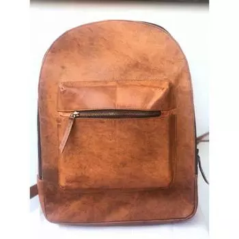 16-дюймовый винтажный рюкзак для ноутбука из натуральной кожи, рюкзак, сумка-портфель 16 x 12 x 4 in коричневый