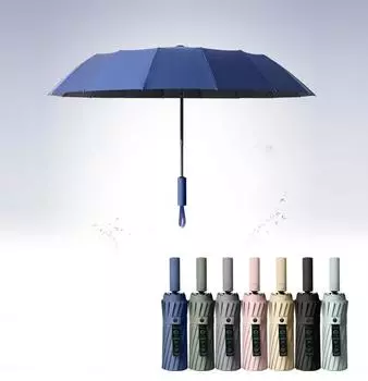 16 Полностью автоматический зонт от солнца, большой складной, ветроустойчивый, прочный и солнечный зонт One Size чёрный