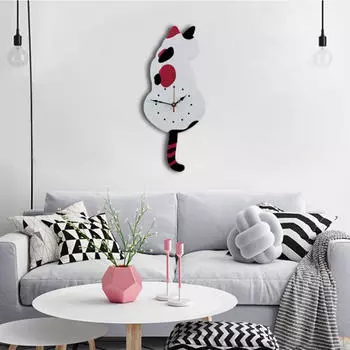 16-дюймовый настенный декор для гостиной с часами Black Cat