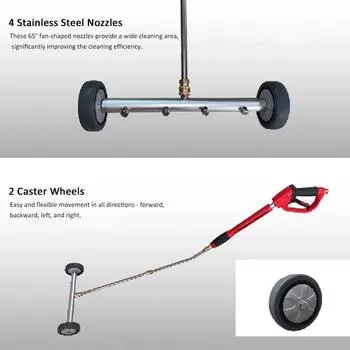 16-дюймовый очиститель ходовой части под давлением, распылитель ходовой части с 4 насадками, 4000 фунтов на кв. дюйм для автомобилей темно-серого