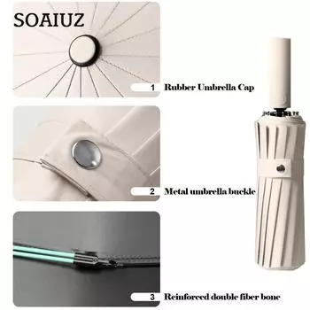 16 К Двойные Кости Большой Автоматический Зонт Мужской Женский Ветрозащитный Компактный Складной Деловой Роскошный Зонт От Солнца Дождя Путешествия Парагвас бежевый
