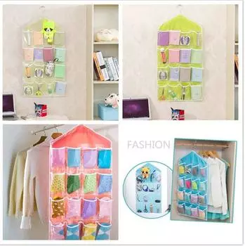 16 карманов, прозрачная подвесная сумка, носки, бюстгальтер, стойка для нижнего белья, вешалка, органайзер для хранения синий