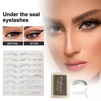 16 комплектов уплотнителя для ресниц Силиконовый уплотнитель для ресниц Уплотнение для нижних ресниц Уплотнение для ресниц + черная жидкая подушечка + акриловая подводка для глаз Макияж Красота Поддельное уплотнение для ресниц белый