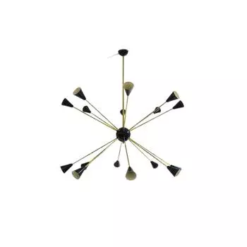 16 ламп - Люстра середины века - Sputnik Light - Ручная работа - Необработанная латунь