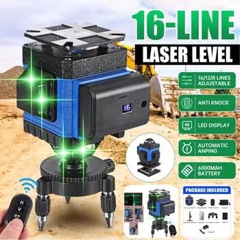 16-линейный 4D лазерный уровень, зеленая линия, лазерное нивелирующее устройство, лазерный уровень с зеленым лучом, самовыравнивающийся горизонтальный вертикальный измерительный инструмент