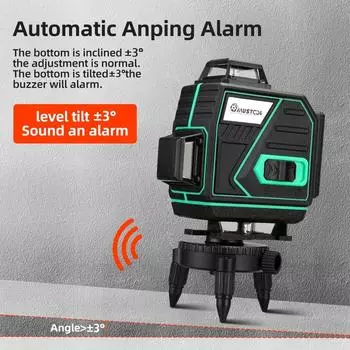 16-линейный лазерный уровень 4D самовыравнивающийся 360 горизонтальный и вертикальный крест супер мощный зеленый лазерный луч с 2 батареями 1*Battery