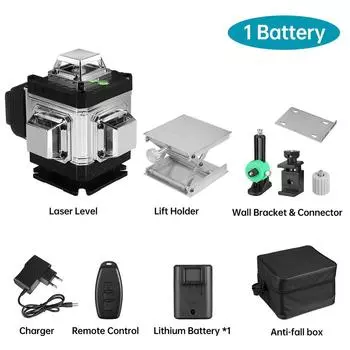 16 Lines 4D Laser Level Green Line SelfLeveling 360 Horizontal And Vertical Super Powerful Green Laser Level APP Control New 1*Battery