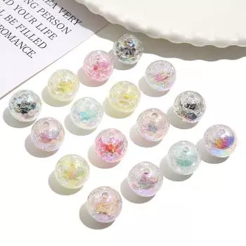 16 мм 5 шт., цветные бусины с цветным взрывным цветком, бусины из смолы, волшебные цветные бусины для изготовления ювелирных изделий, браслет, ожерелье 16mm 5pcs