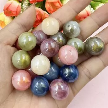 16 мм материалы из бисера круглые акриловые свободные бусины ювелирные изделия золотой порошок DIY ювелирные аксессуары глазурованные 20 шт. для изготовления браслетов и сережек фиолетовый