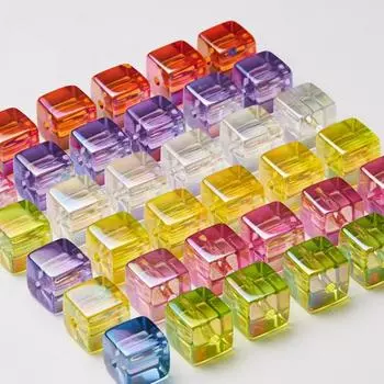 16 мм ослепительные квадратные бусины AB, цветные квадратные бусины, 5 шт., свободные бусины «сделай сам», аксессуары для волос ручной работы, кости, материал из бисера белый