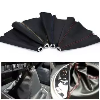 16 мм универсальные автомобильные воротники переключения передач из искусственной кожи, углеродное волокно, автомобильная ручная ручка переключения передач, чехол для багажника, гетры чёрный