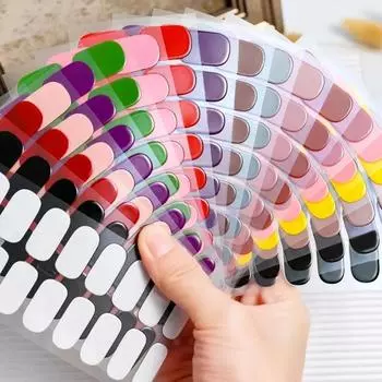 16 насадок, прозрачный полуотвержденный гель для ногтей, полоски, чистый цвет, УФ/светодиодная лампа для выпечки, гель-лак для ногтей, обертывания, полное покрытие, гель-наклейка CS003