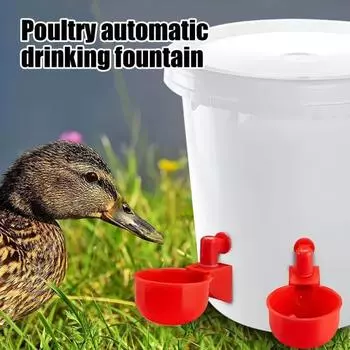 16 Pcs Automatic Chicken Water Cup Plastic Chicken Watering System Poultry Water Feeder Cup for Chicken Duck Goose Turkey 16pcs красный