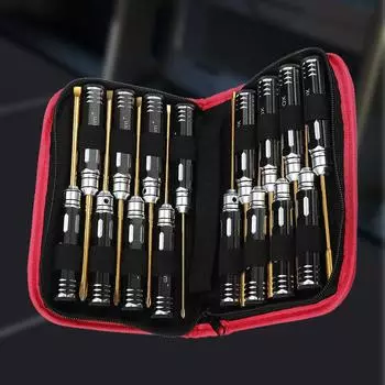 16-piece tool kit Aluminum Alloy screwdriver set straight cross hex socket RC vehicle and ship model tools Aluminum alloy screwd