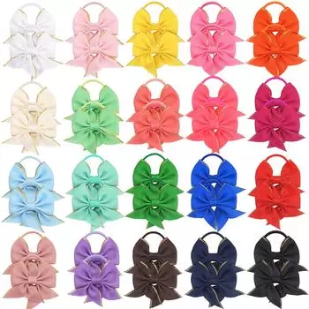 16 Pieces Babies Tiny 3 Inches Hair Bows Rubber Bands Hair Ropes Ponytail Holders for Baby Girls Infant Kids Hair Acessor