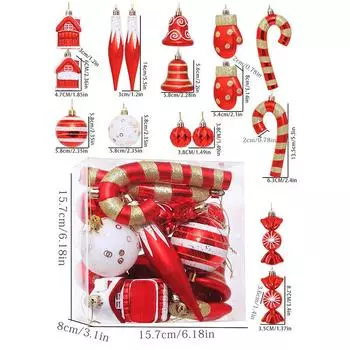 16 Plastic Christmas Balls Various Shaped Bags Christmas Day Decorations Christmas Tree Ornaments 16pcs зелёный