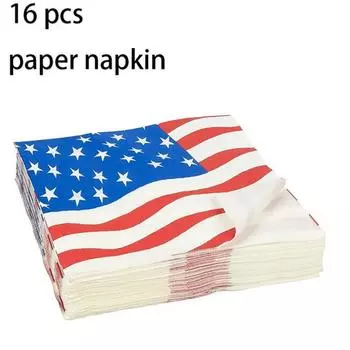 16 предметов патриотических товаров для вечеринок, столовые ложки, посуда, праздничный набор, обеденные тарелки, салфетки One Size белый