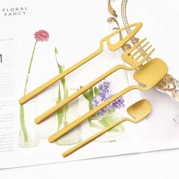 16 предметов столовой посуды Western Kitchen, матово-золотой набор столовых приборов из нержавеющей стали, ножи, вилки, ложки, столовые приборы, набор столовых приборов серебряный