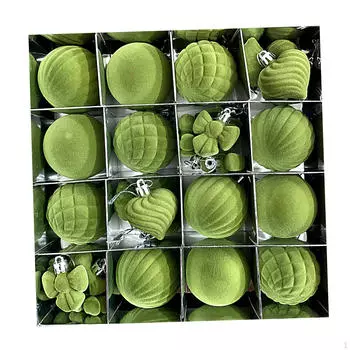 16 рождественских безделушек для елки, флокированные шары и украшения для использования в помещении и на улице коричневый