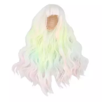 16 шарнирных париков для кукол, цвет мороженого, градиент, реалистичный парик для кукол с длинными кудрявыми волосами и челкой для