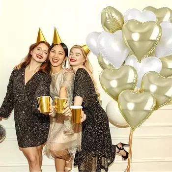 16 шт. 18-дюймовых металлических шаров в форме сердца и белых шаров в форме сердца, подходят для свадеб, Дня святого Валентина, дней рождения