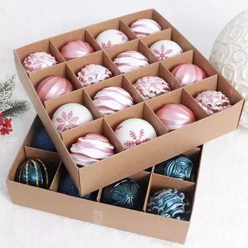 16 шт. 6 см расписных рождественских шаров, набор, небьющиеся пластиковые гальванизированные подвесные шары, элегантные многоразовые подвески для рождественской елки other синий