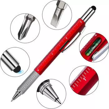 16 шт. 6 в 1 шариковая ручка-стилус с уровнем линейка отвертка инструмент офис школьные принадлежности ручной инструмент
