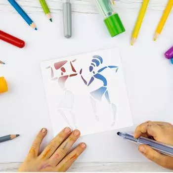 16 шт. африканские племенные трафареты африканские женщины-танцовщицы трафарет для живописи в этническом стиле 0 синий